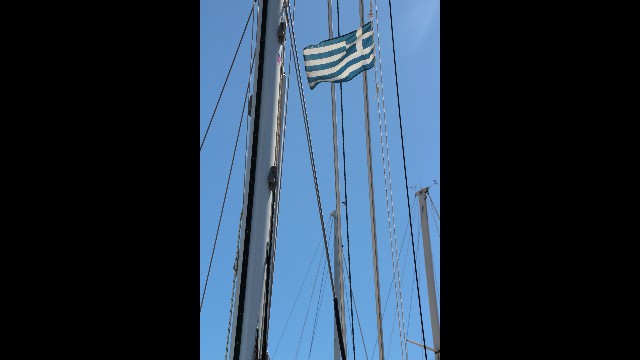 Griechische Flagge ist gehisst